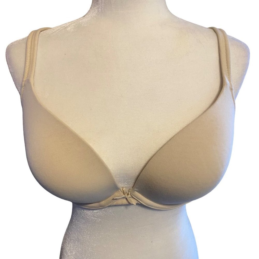 NWOT Cacique Women Cream Cotton Underwire Smooth Boost Push Up Plunge Bra Sz 40C